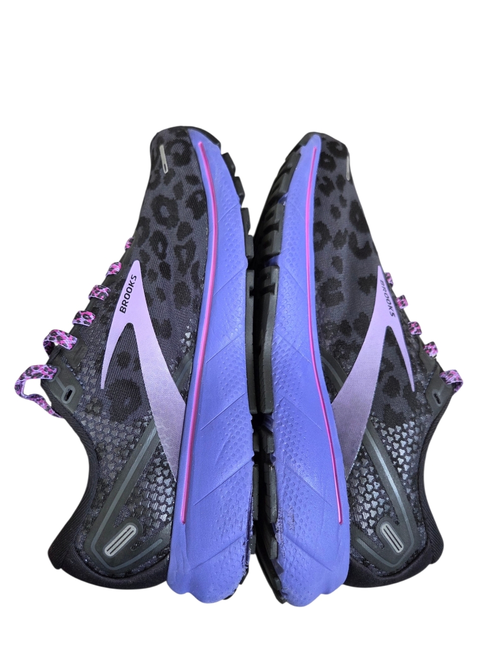 Brooks Ghost 14 Women's Running Shoes Black Leopard Cheetah and Purple 8 - Picture 5 of 11